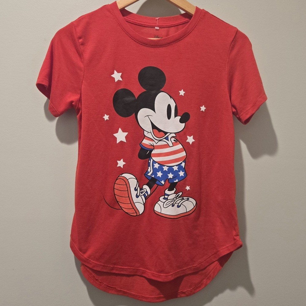Disney Mickey Mouse Patriotic Shirt womens jrs size‎ medium (7-9) USA